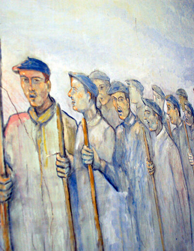 Un mural del siglo XX representa los coros en honor a Santa Agueda.
